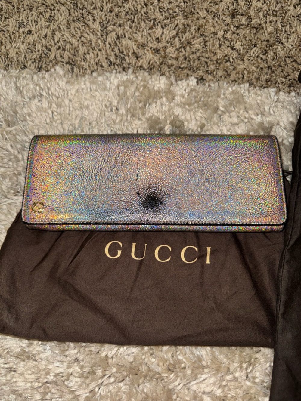 Gucci Holographic Iridescent Envelope Clutch and bag - Multi-Color
